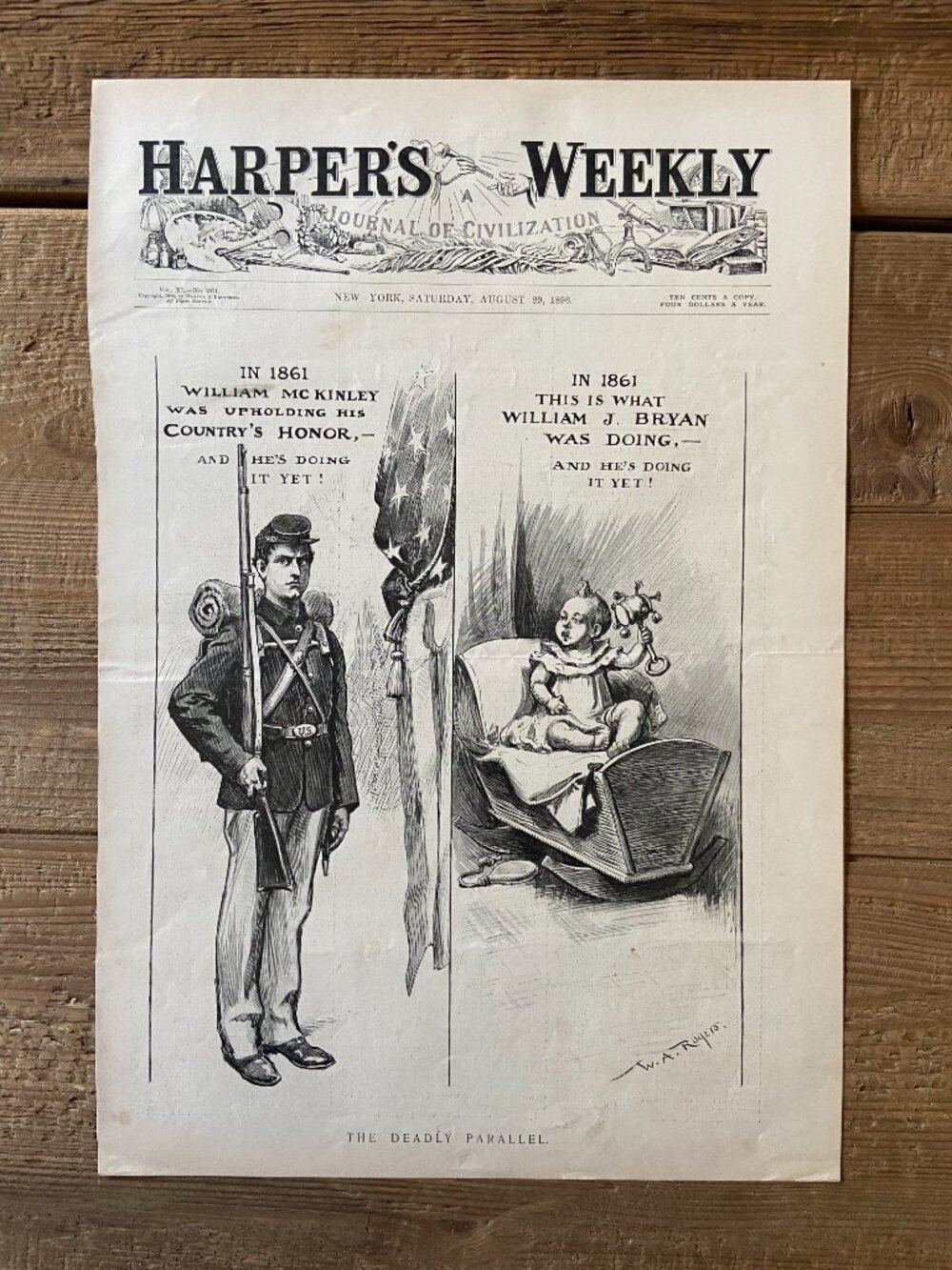 WA Rogers, Harper's Weekly, Antique Print, Political Cartoon